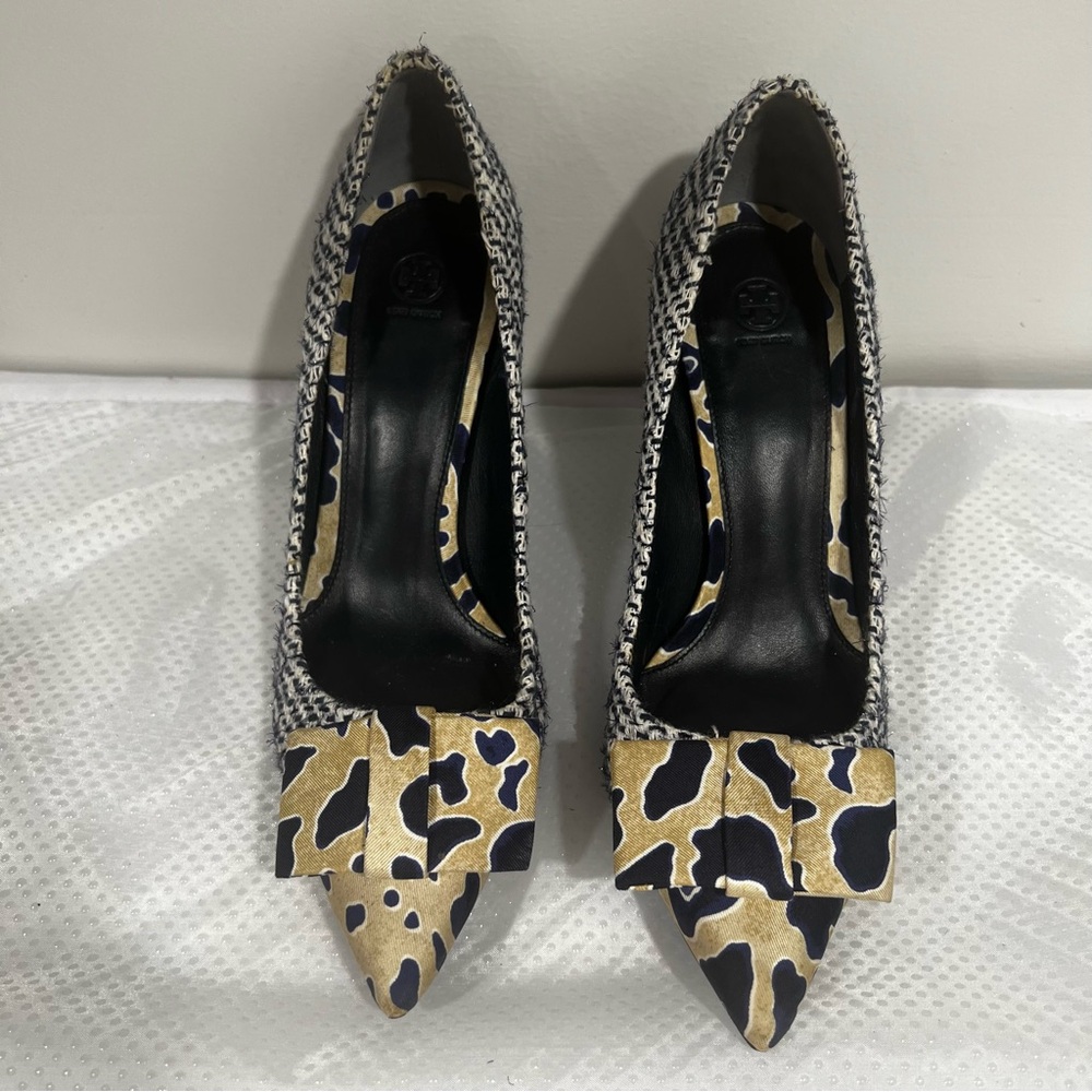 Tory Burch Blue, Tan and White Heels